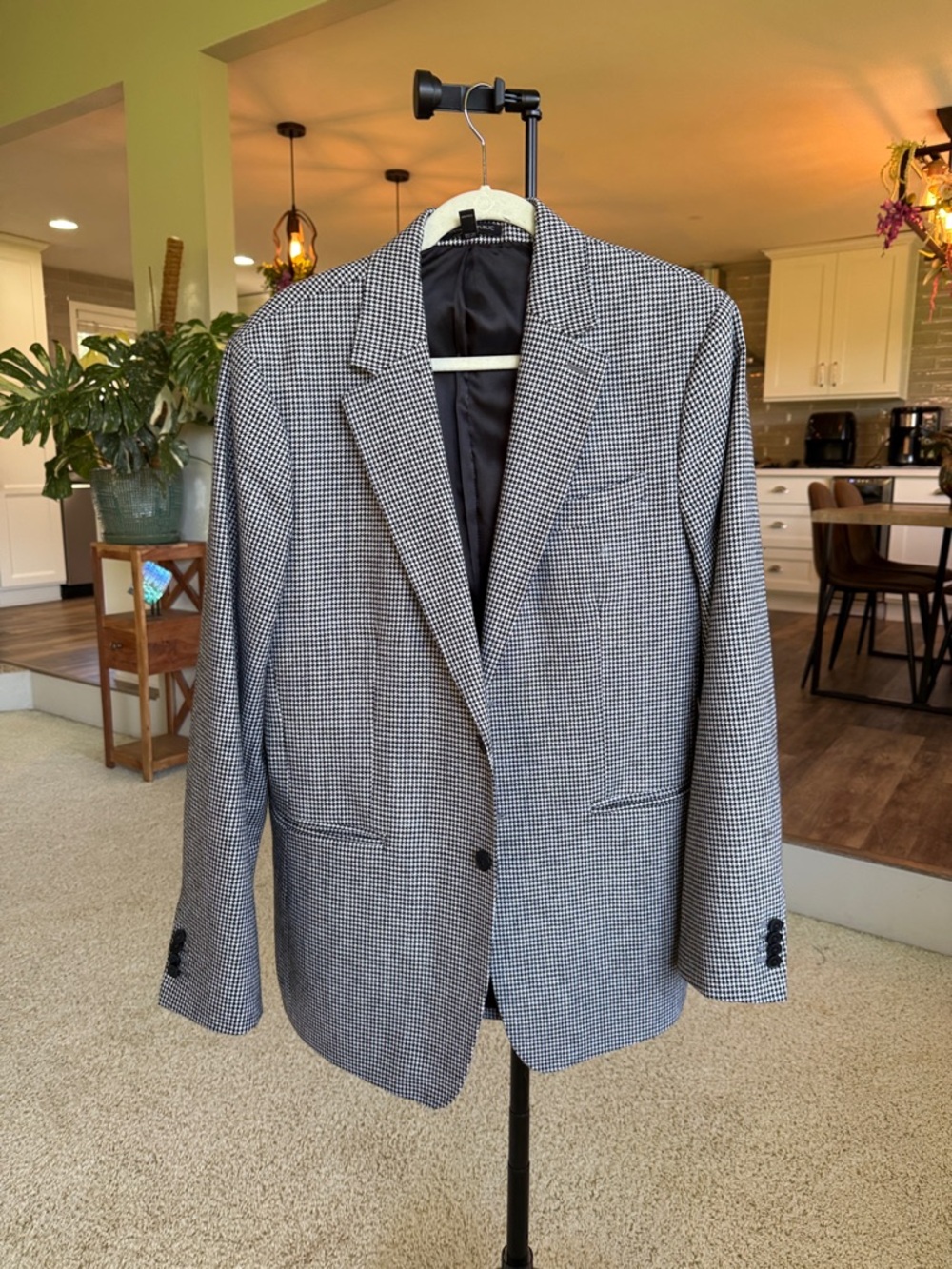 banana republic: Classic Men's Houndstooth Blazer - Black & White